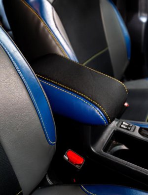 Subaru XV Crosstrek Console Cover - Center - PRP Seats - Black w/ Red Stitch - `13-`17